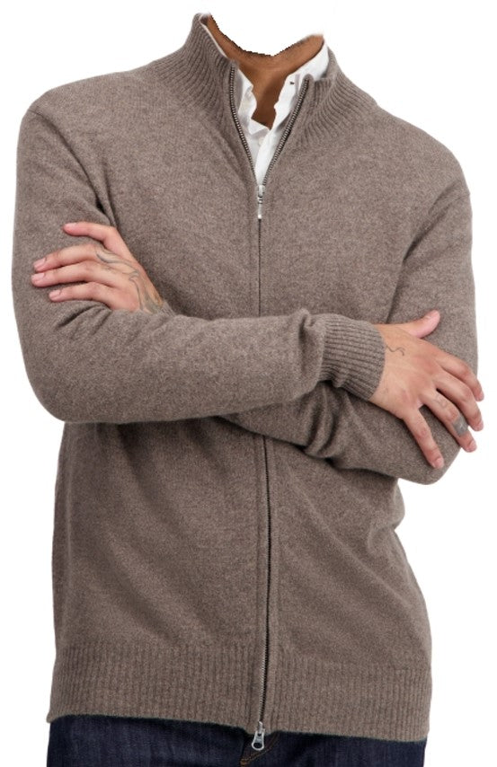 Balldiri 100% Kaschmir Herren langarm Strickjacke mit Reißverschluß 2-fädig - Balldiri & Windhound