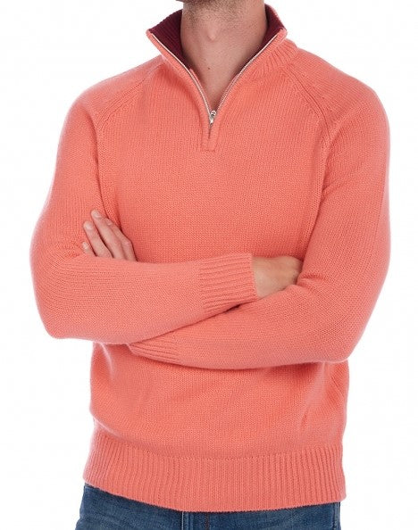 Balldiri 100% Kaschmir Herren Pullover Troyer Kontrastkragen 8-fädig - Balldiri & Windhound