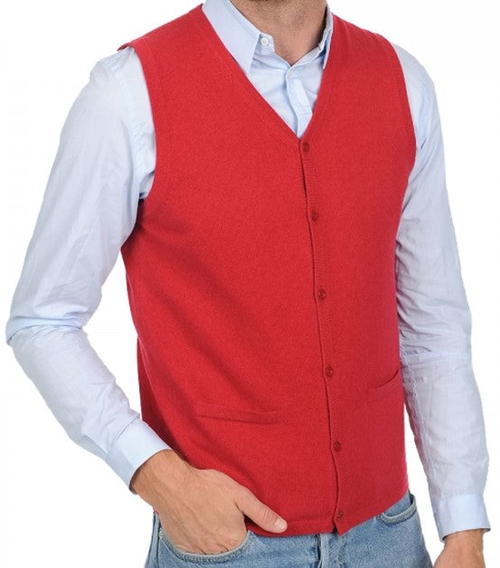 Balldiri 100% Kaschmir Herren kurzarm Weste mit Knöpfe + V-Ausschnitt 2-fädig - Balldiri & Windhound