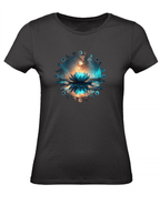T-Shirt Damen Yoga Wellness Lotusblume XS bis 2XL - schwarz - Balldiri