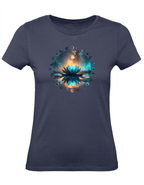 T-Shirt Damen Yoga Wellness Lotusblume XS bis 2XL - navy - Balldiri