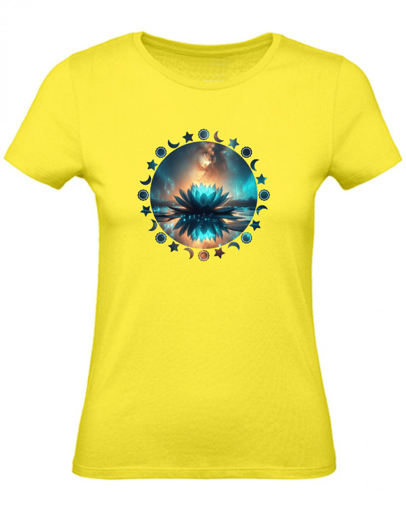 T-Shirt Damen Yoga Wellness Lotusblume XS bis 2XL - gelb - Balldiri