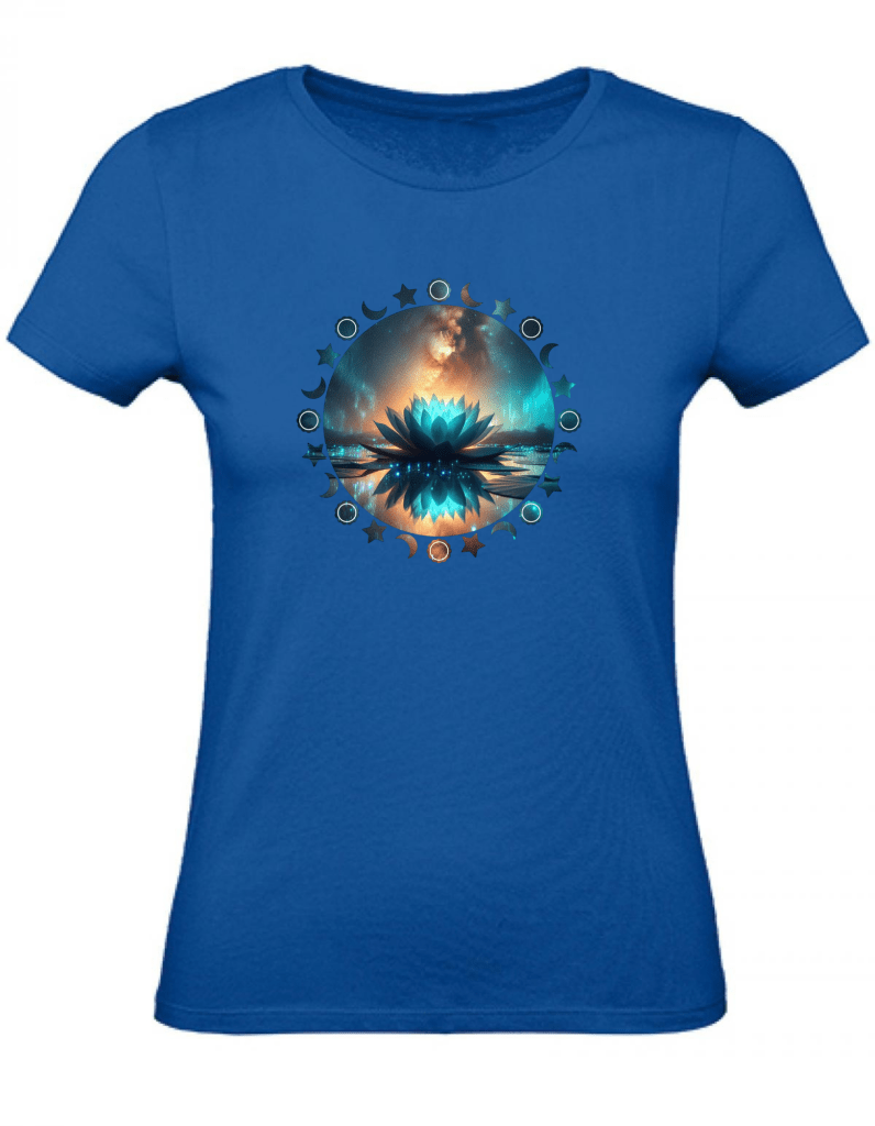 T-Shirt Damen Yoga Wellness Lotusblume XS bis 2XL - royalblau - Balldiri
