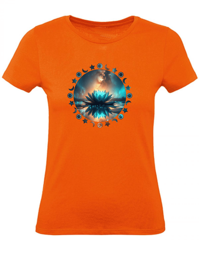 T-Shirt Damen Yoga Wellness Lotusblume XS bis 2XL - orange - Balldiri