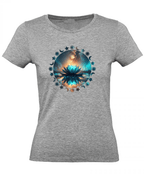 T-Shirt Damen Yoga Wellness Lotusblume XS bis 2XL - grau meliert - Balldiri