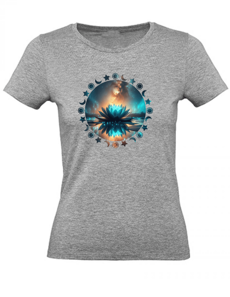 T-Shirt Damen Yoga Wellness Lotusblume XS bis 2XL - grau meliert - Balldiri
