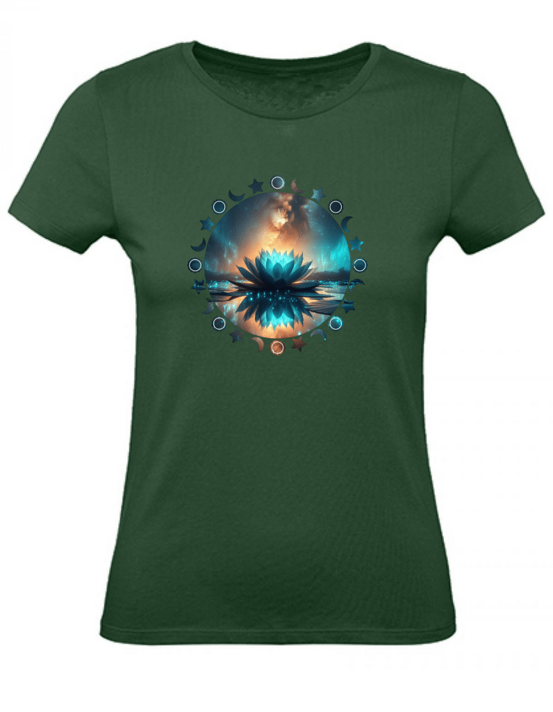 T-Shirt Damen Yoga Wellness Lotusblume XS bis 2XL - navy grün - Balldiri