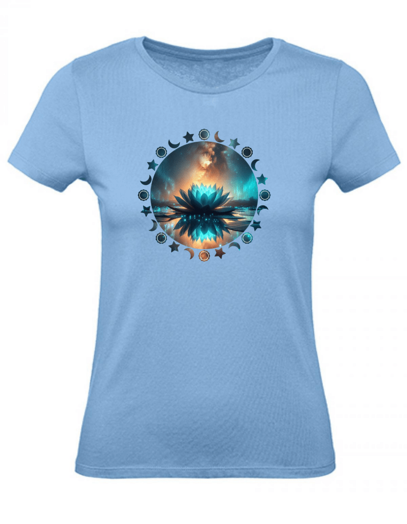 T-Shirt Damen Yoga Wellness Lotusblume XS bis 2XL - hellblau - Balldiri