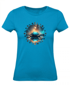 T-Shirt Damen Yoga Wellness Lotusblume XS bis 2XL - azurblau - Balldiri
