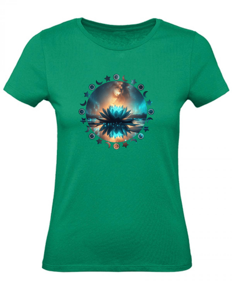 T-Shirt Damen Yoga Wellness Lotusblume XS bis 2XL - grün - Balldiri