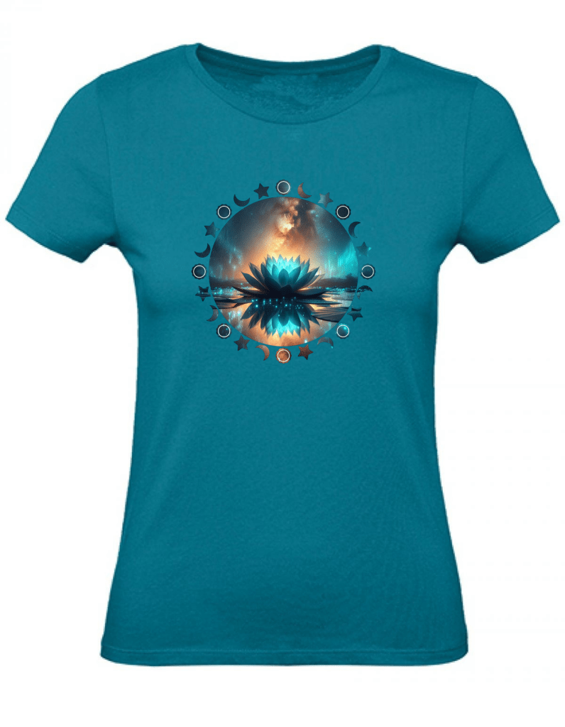T-Shirt Damen Yoga Wellness Lotusblume XS bis 2XL - türkis - Balldiri