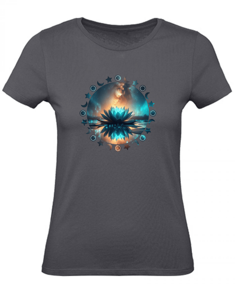 T-Shirt Damen Yoga Wellness Lotusblume XS bis 2XL - grau - Balldiri