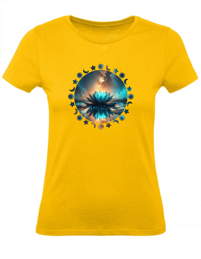 T-Shirt Damen Yoga Wellness Lotusblume XS bis 2XL - gold - Balldiri