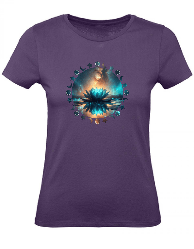 T-Shirt Damen Yoga Wellness Lotusblume XS bis 2XL - purple - Balldiri
