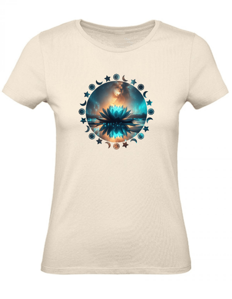 T-Shirt Damen Yoga Wellness Lotusblume XS bis 2XL - ecru - Balldiri