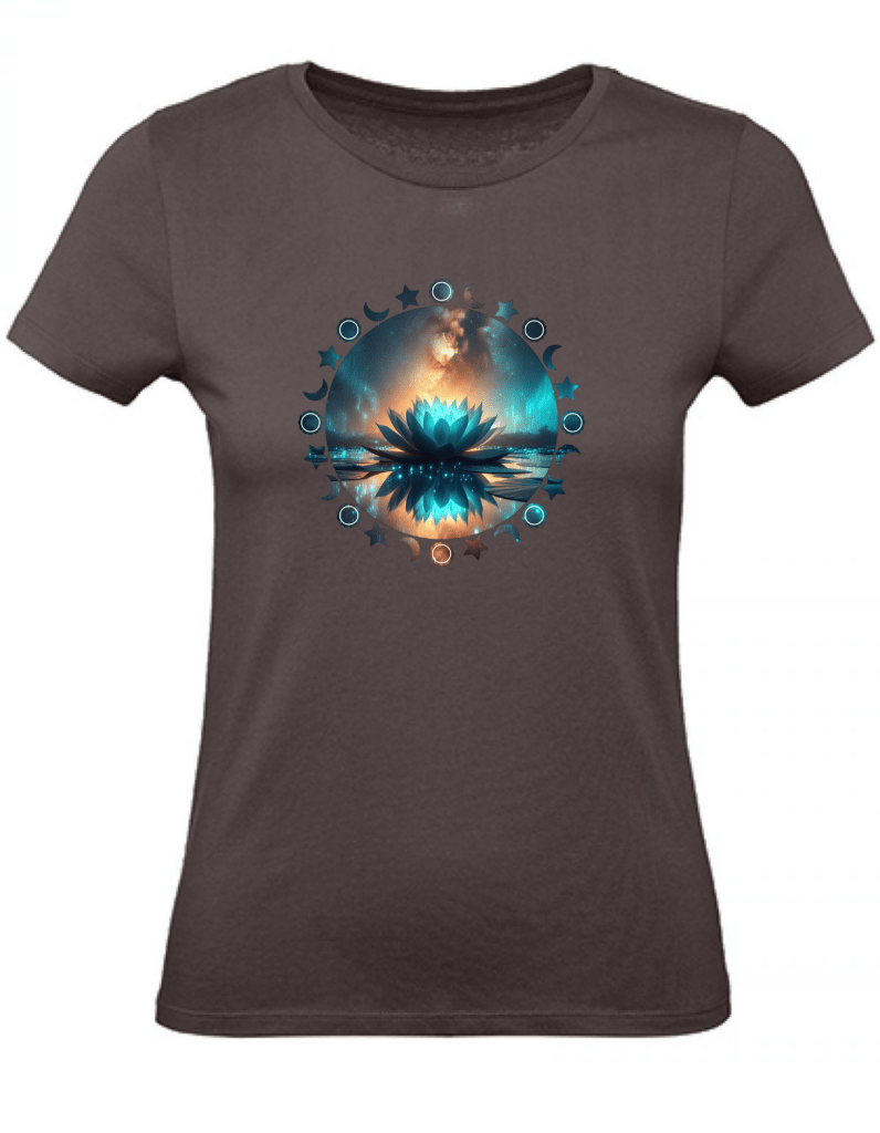 T-Shirt Damen Yoga Wellness Lotusblume XS bis 2XL - braun - Balldiri
