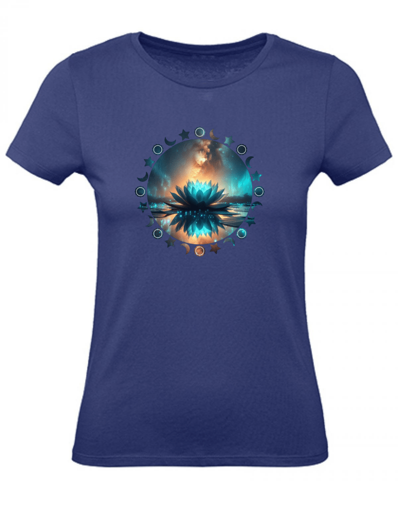 T-Shirt Damen Yoga Wellness Lotusblume XS bis 2XL - blau - Balldiri