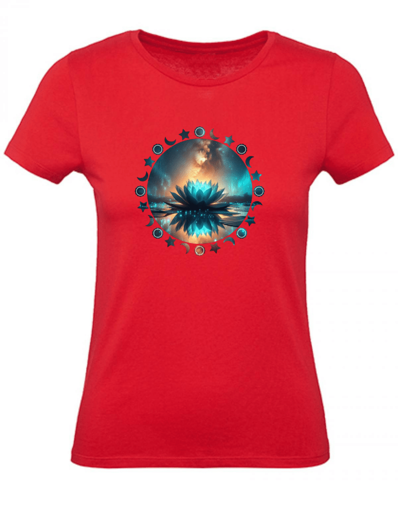 T-Shirt Damen Yoga Wellness Lotusblume XS bis 2XL - rot - Balldiri
