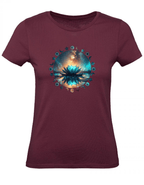 T-Shirt Damen Yoga Wellness Lotusblume XS bis 2XL - bordeaux - Balldiri