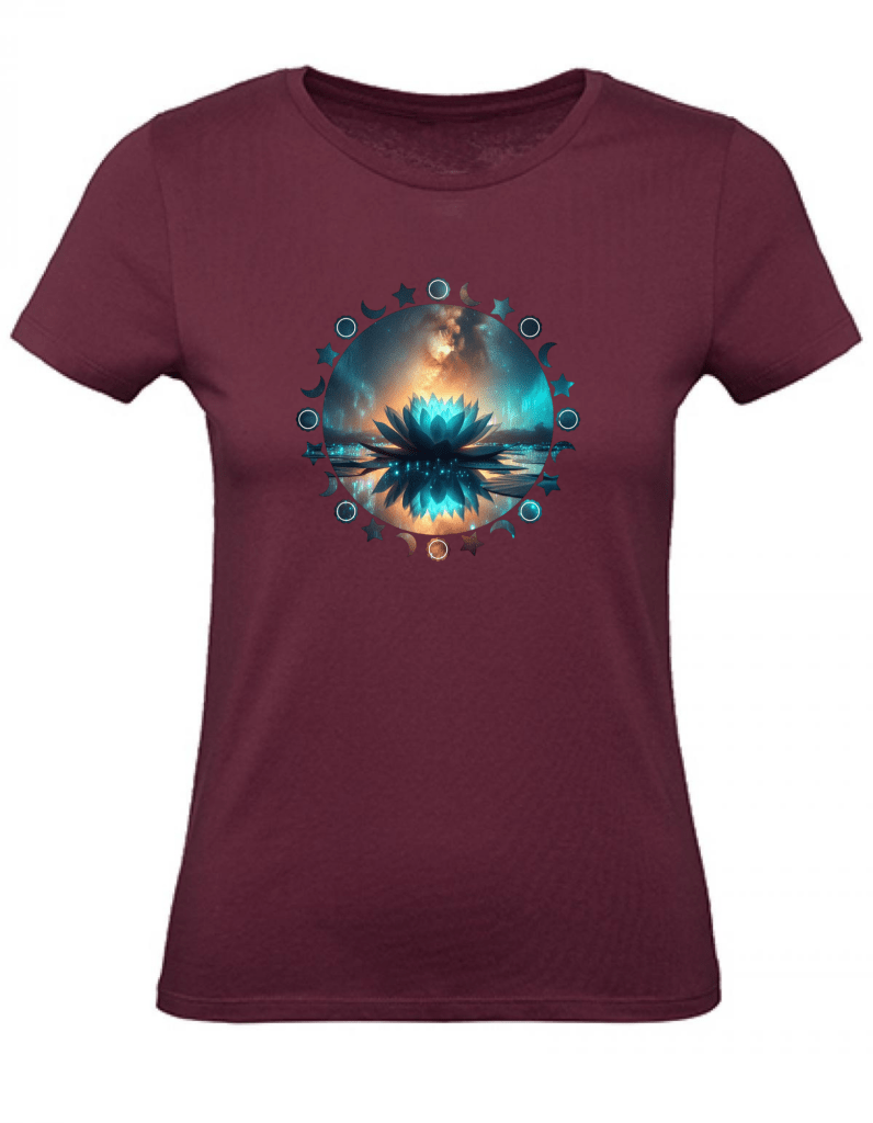 T-Shirt Damen Yoga Wellness Lotusblume XS bis 2XL - bordeaux - Balldiri