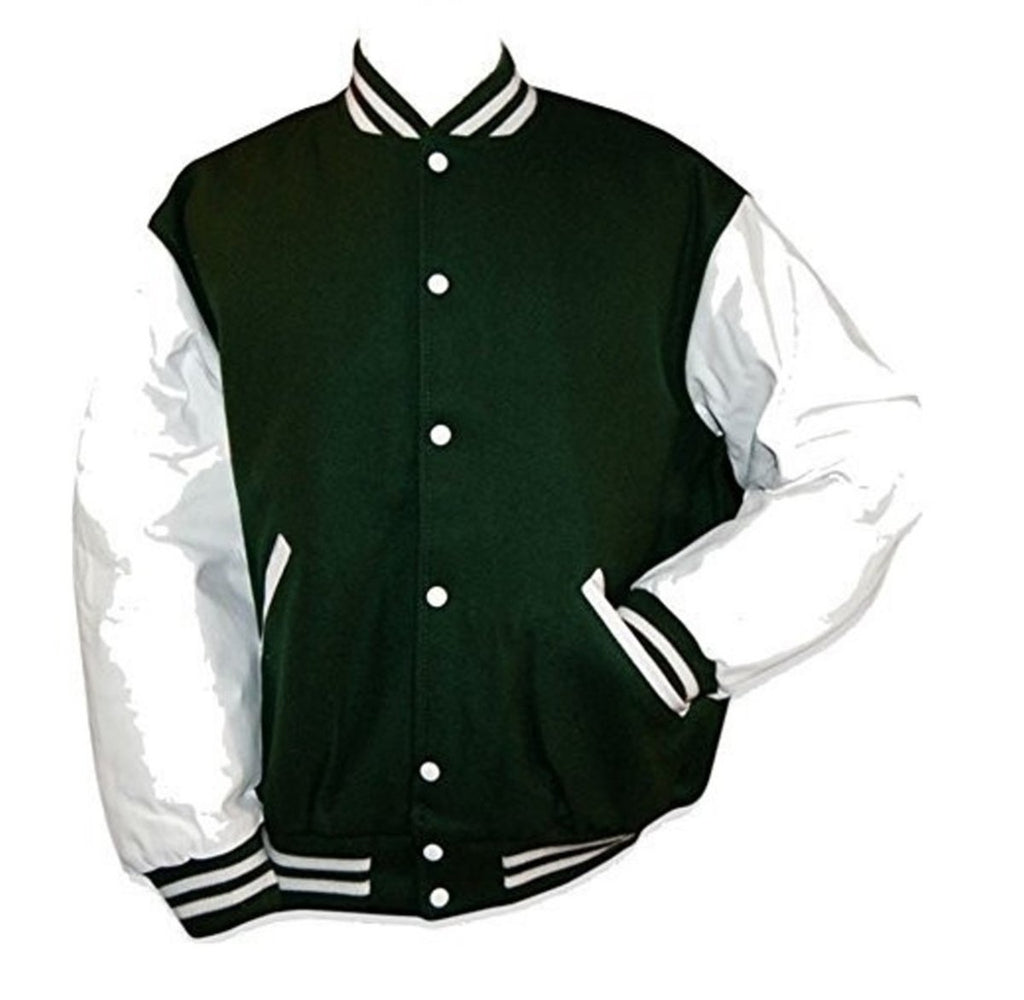 Windhound US Collegejacke College Jacke Lederärmel Retro 90er 80er - englischgrün - weiß - Balldiri