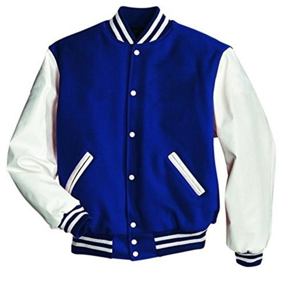 Windhound US Collegejacke College Jacke Lederärmel Retro 90er 80er - blau - weiß - Balldiri
