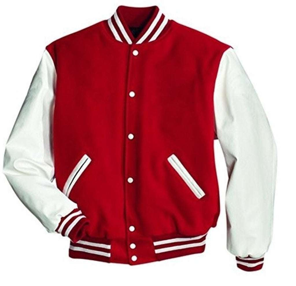 Windhound US Collegejacke College Jacke Lederärmel Retro 90er 80er - rot - weiß - Balldiri
