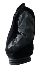 Windhound US Collegejacke College Jacke Lederärmel Retro 90er 80er - schwarz - grau - Balldiri