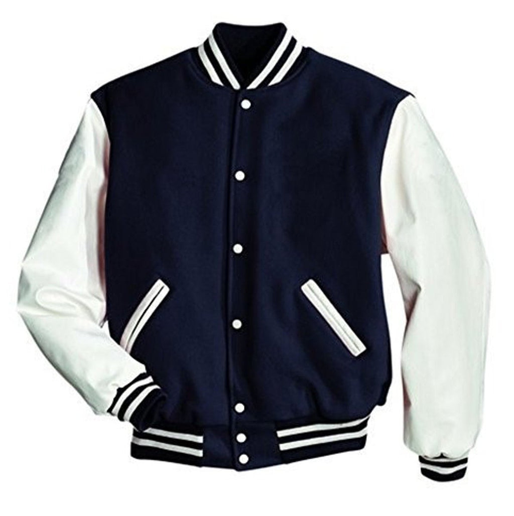Windhound US Collegejacke College Jacke Lederärmel Retro 90er 80er - navyblau - weiß - Balldiri