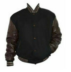Windhound US Collegejacke College Jacke Lederärmel Retro 90er 80er - schwarz - braun - Balldiri