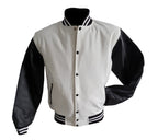 Windhound US Collegejacke College Jacke Lederärmel Retro 90er 80er - weiß - schwarz - Balldiri