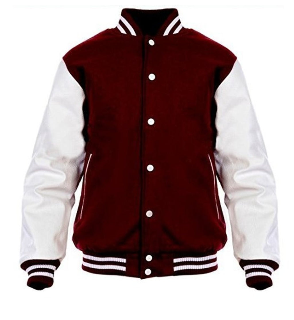 Windhound US Collegejacke College Jacke Lederärmel Retro 90er 80er - Bordeaux - weiß - Balldiri