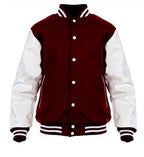 Windhound US Collegejacke College Jacke Lederärmel Retro 90er 80er - Bordeaux - weiß - Balldiri