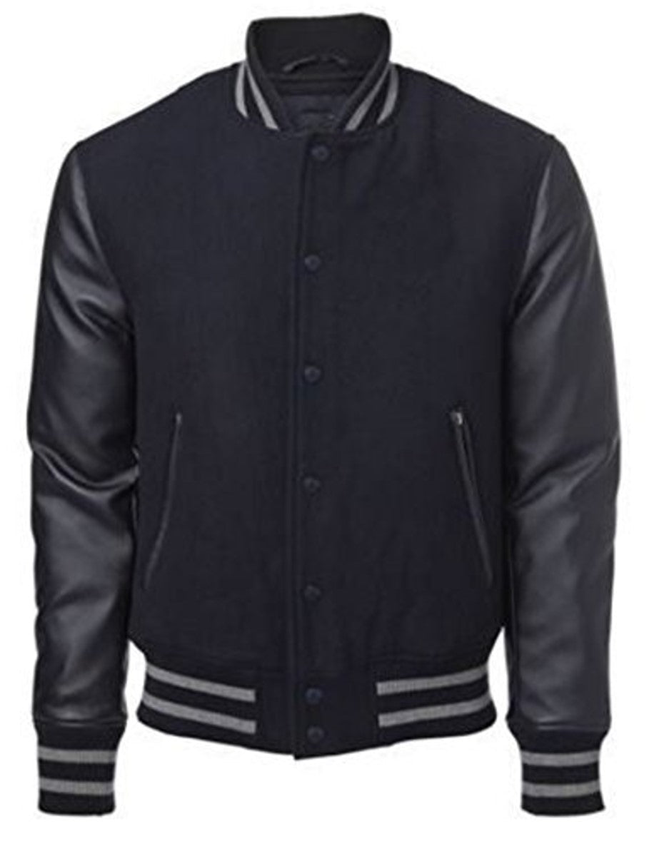 Windhound US Collegejacke College Jacke Lederärmel Retro 90er 80er - schwarz - schwarz - Balldiri