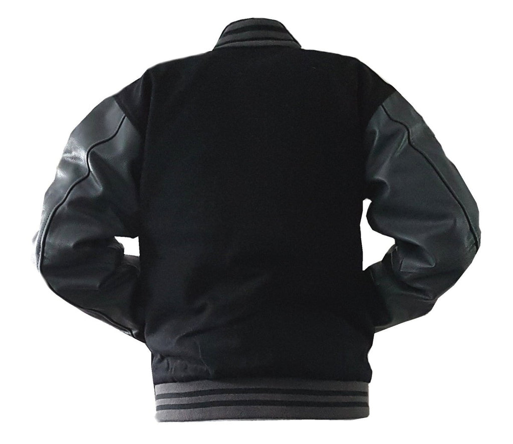 Windhound US Collegejacke College Jacke Lederärmel Retro 90er 80er - schwarz - grau - Balldiri