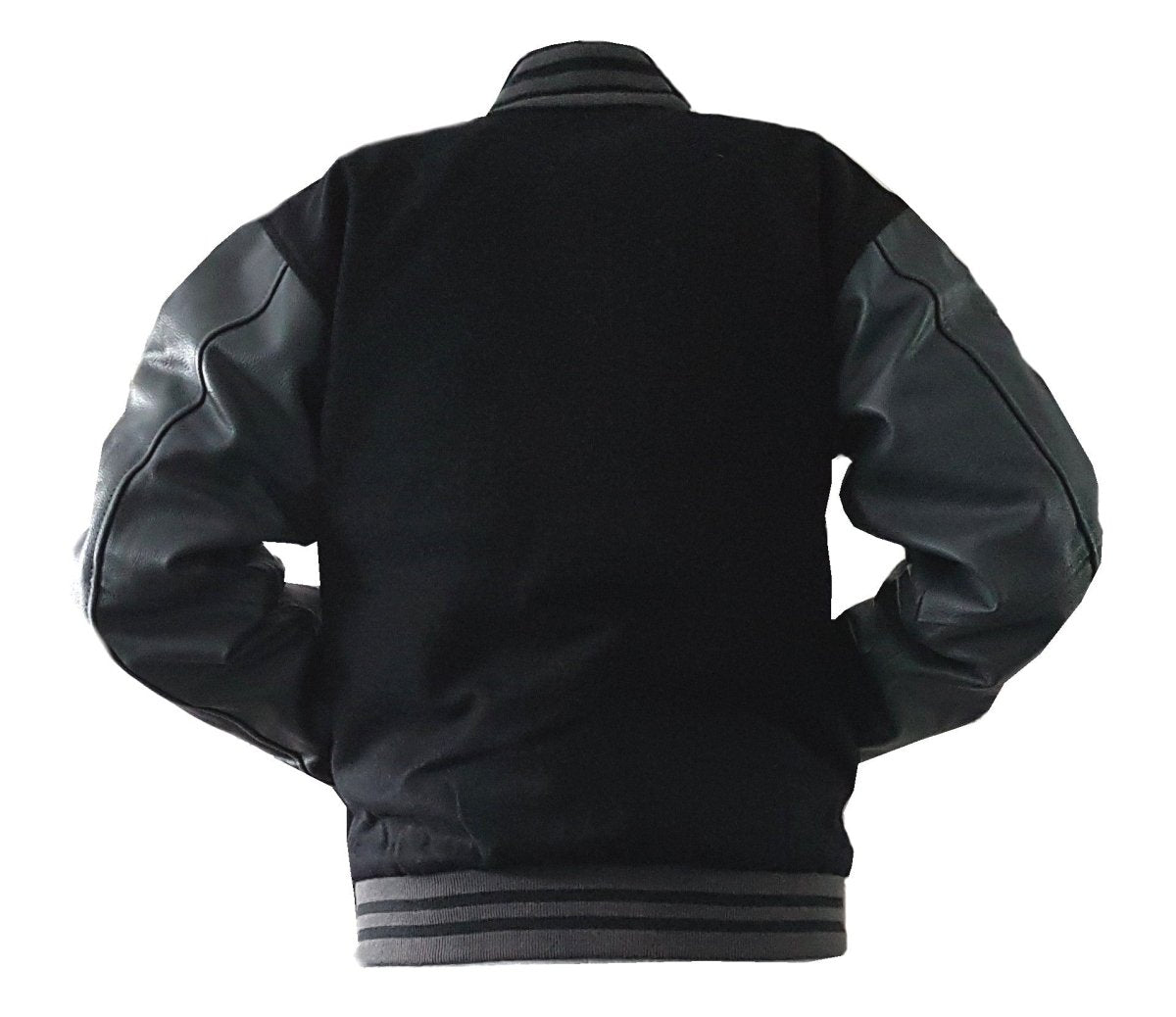 Windhound US Collegejacke College Jacke Lederärmel Retro 90er 80er - schwarz - grau - Balldiri