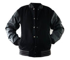 Windhound US Collegejacke College Jacke Lederärmel Retro 90er 80er - schwarz - grau - Balldiri