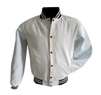 Windhound US Collegejacke College Jacke Lederärmel Retro 90er 80er - weiß - weiß - Balldiri