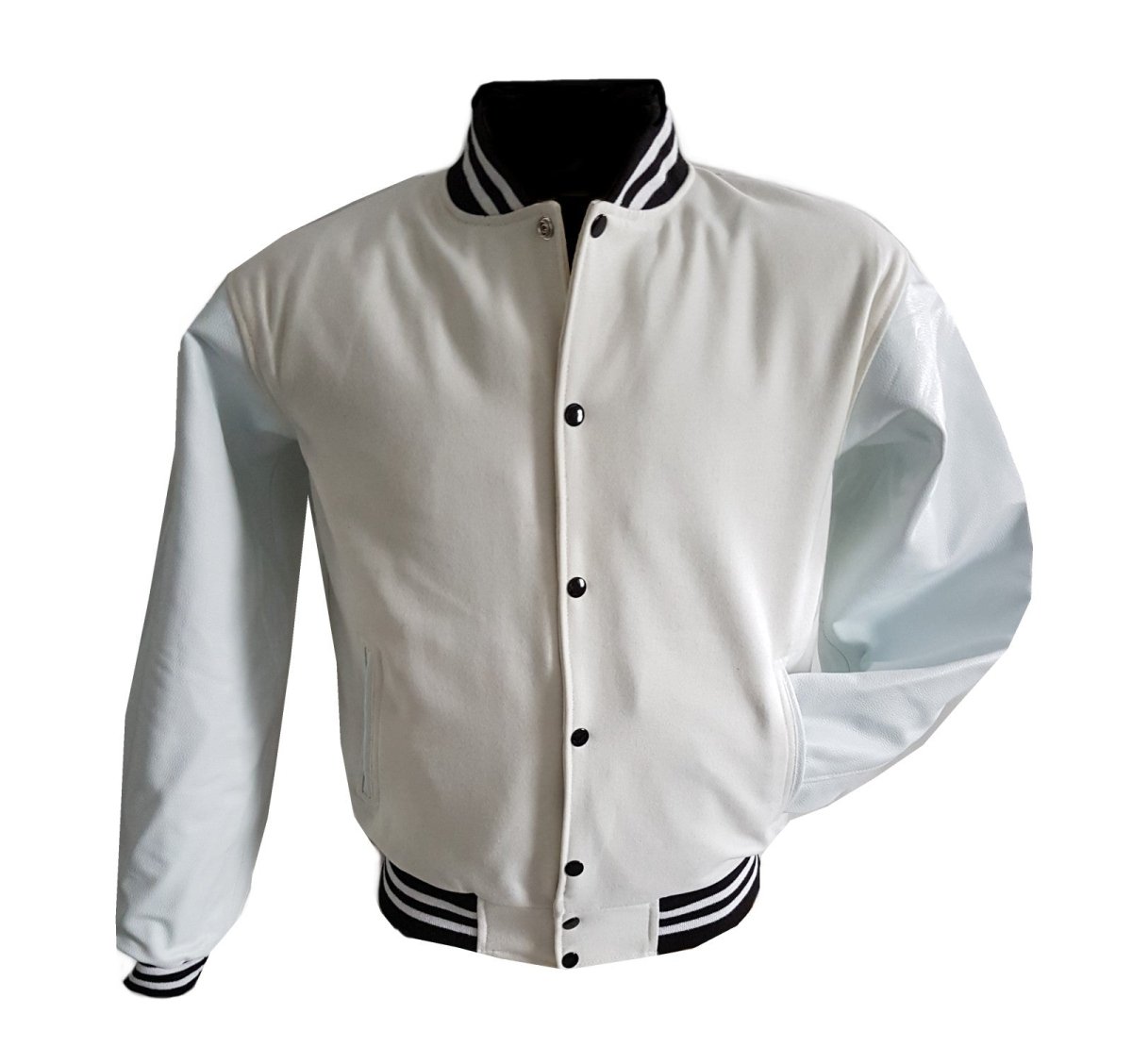 Windhound US Collegejacke College Jacke Lederärmel Retro 90er 80er - weiß - weiß - Balldiri