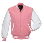 Windhound US Collegejacke College Jacke Lederärmel Retro 90er 80er - rosa - weiß - Balldiri