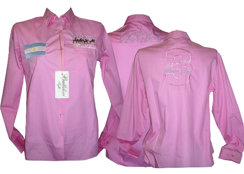 Damenbluse, 100% Baumwolle, pink, klassisch, Langarm, tailliert, Argentina