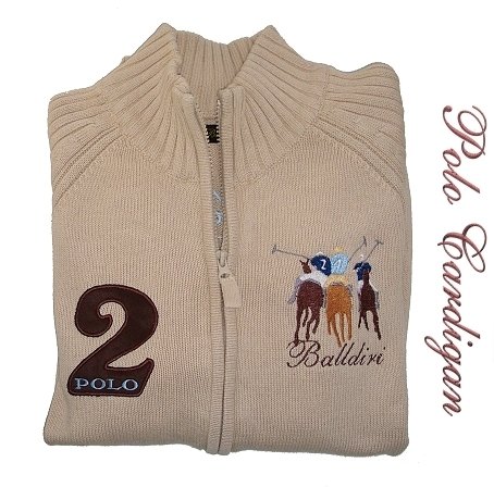Damen-Strickjacke mit 2 Wege-Reissverschluß, beige, mit Polosport Stickerei
